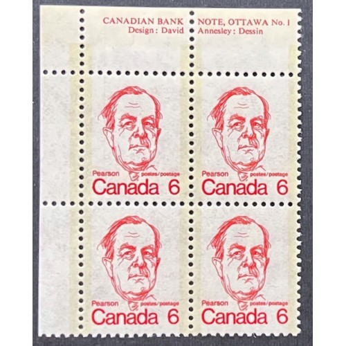 Canada 591i Plate Block UL No. 1 VF MNH