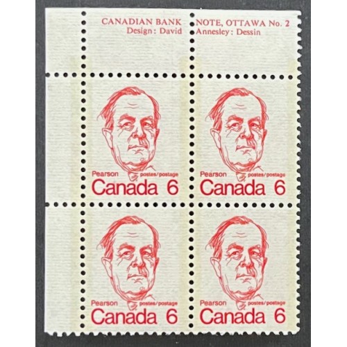 Canada 591v Plate Block UL No. 2 VF MNH
