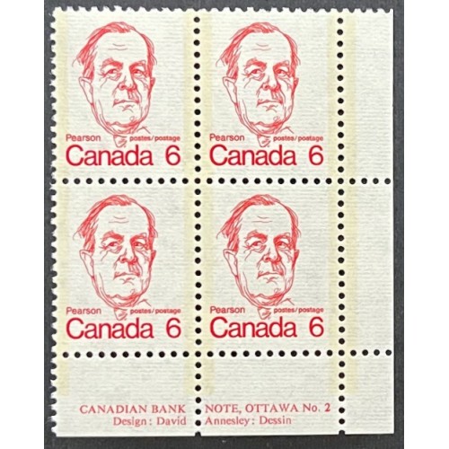 Canada 591v Plate Block LR No. 2 VF MNH