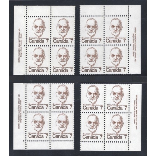 Canada 592 Plate Blocks Matched Set No. 1 VF MNH
