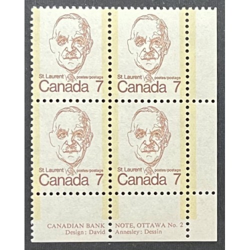 Canada 592iii Plate Block LR No. 2 VF MNH