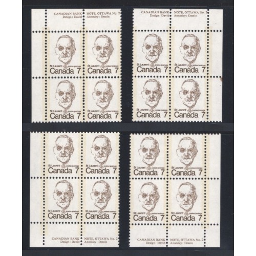 Canada 592iii Plate Blocks Matched Set No. 2 VF MNH