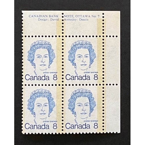 Canada 593vii Plate Block UR No. 7 VF MNH