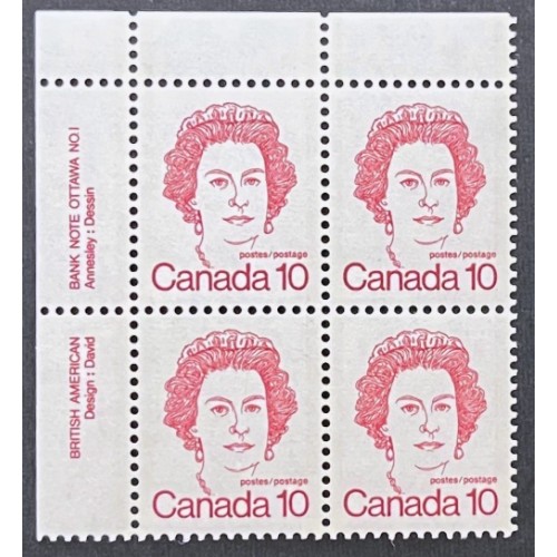 Canada 593A Plate Block UL No. 1 VF MNH