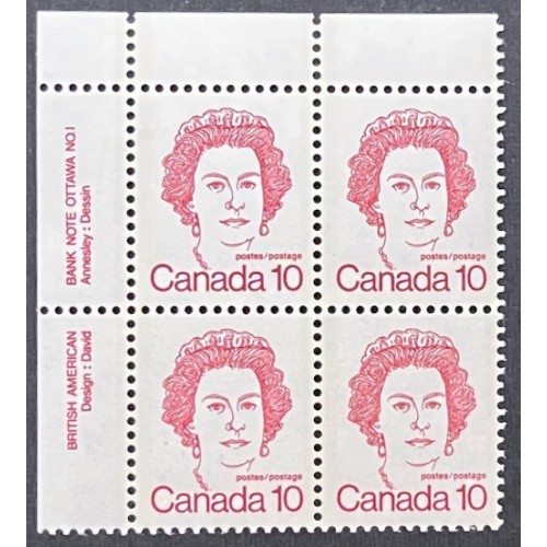 Canada 593Ai Plate Block UL No. 1 VF MNH