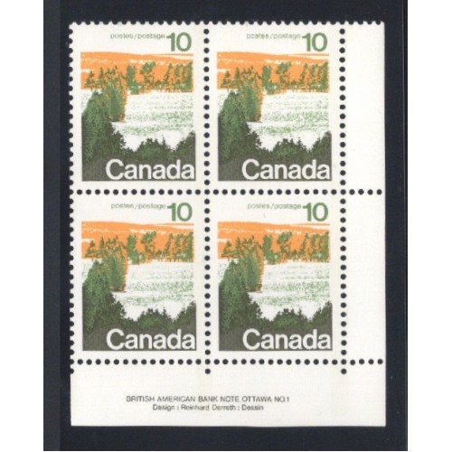 Canada 594ii Plate Block LR No. 1 VF MNH