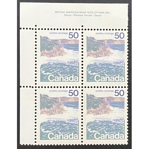 Canada 598ii Plate Block UL No.1 VF MNH