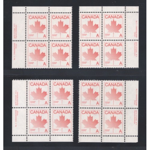 Canada 907ii Plate Blocks Matched Set No. 3 VF MNH