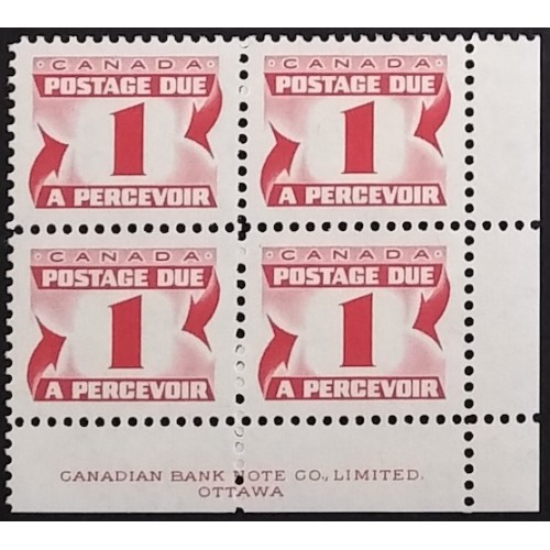 Canada J28i Plate Block LR Fluorescent Variety VF MNH