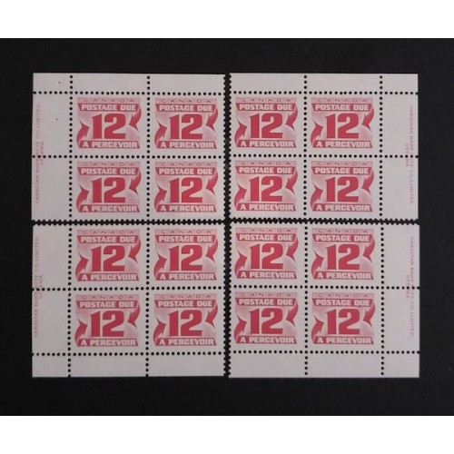 Canada J36a Plate Blocks Matched Set VF MNH