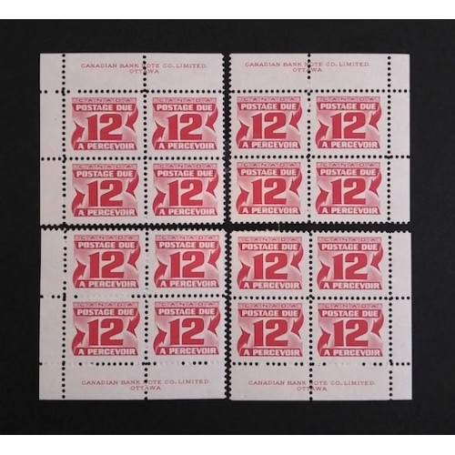 Canada J36i Plate Blocks Matched Set VF MNH