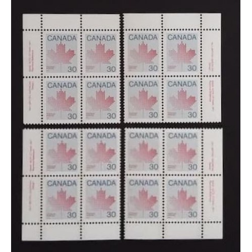 Canada 923 Plate Blocks Matched Set No. 1 VF MNH