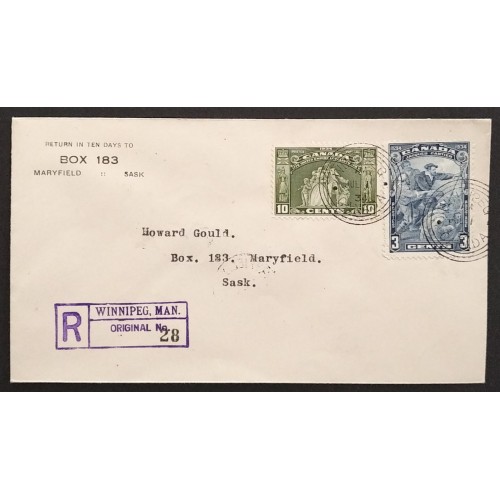 Canada 208-9 First Day Cover 1934 Registered Mail XF