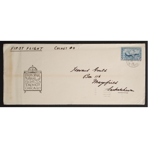 Canada C8 on 1946 First Flight Cover Cachet #3 F-VF