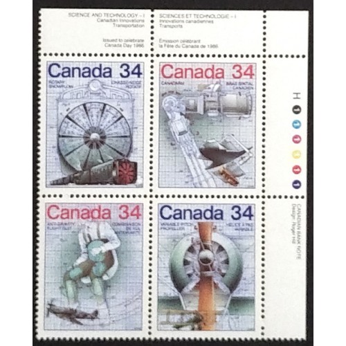 Canada 1102a Plate Block UR VF MNH